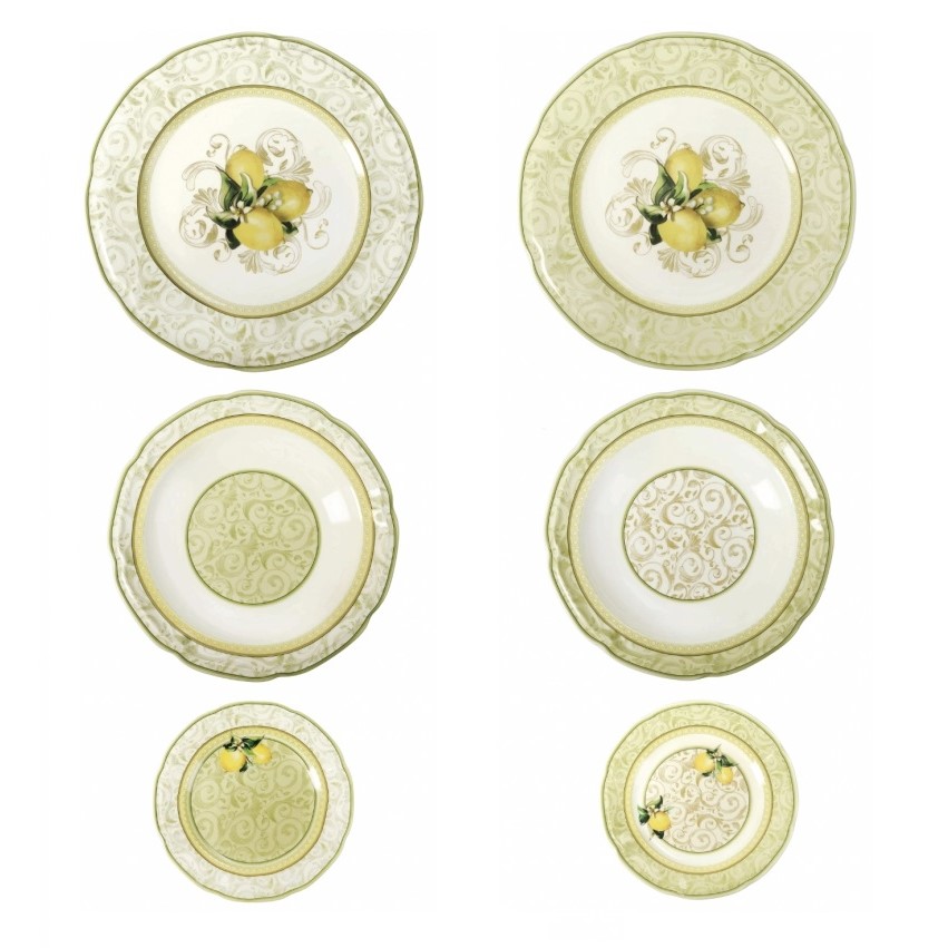 Brandani Servizio piatti tavola 18 pezzi Limoni porcellana cod.52753 Brandani